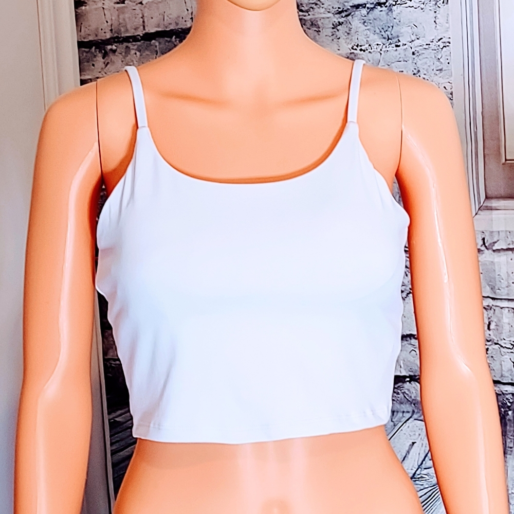 LEMEDY WHITE ATHLETIC ATHLEASURE BUILT IN PADDED BRA TANK SIZE  L
